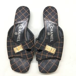 Women's Black Quilted Chanel Slides 36 1/2